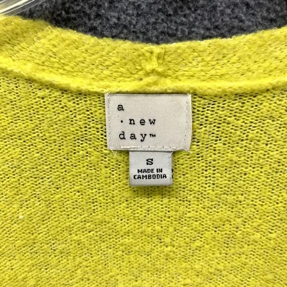 A New‎ Day Sweater womens Small Color Block Cardigan Open Front Pockets - Picture 8 of 14